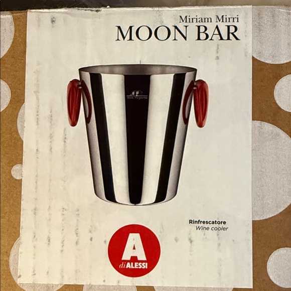 Alessi Silver Wine Cooler with Red Accents - Picture 2 of 3